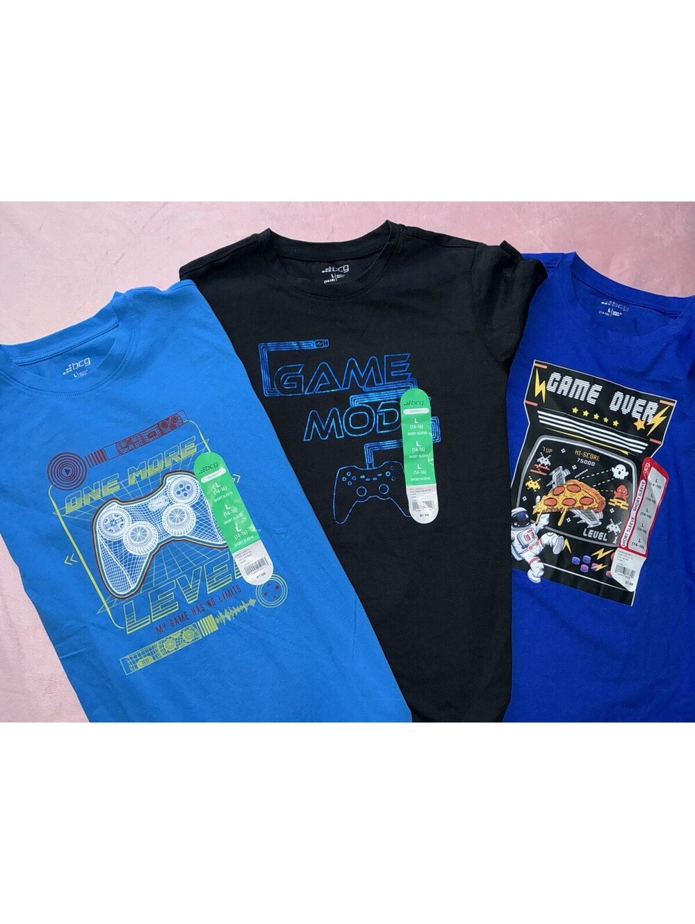 BCG Boys L 14-16 SS - Lot Of 3  - Shirt  Fun With Gaming NWT